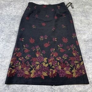 Vtg Briggs New York Long Skirt Women's‎ 16 Black Floral Cottagecore Y2k Boho